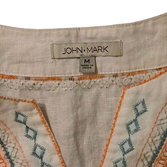 John Mark Top & Pant Set M 100% Linen Set Butterflies Peasant Cottage Artsy - Picture 3 of 10
